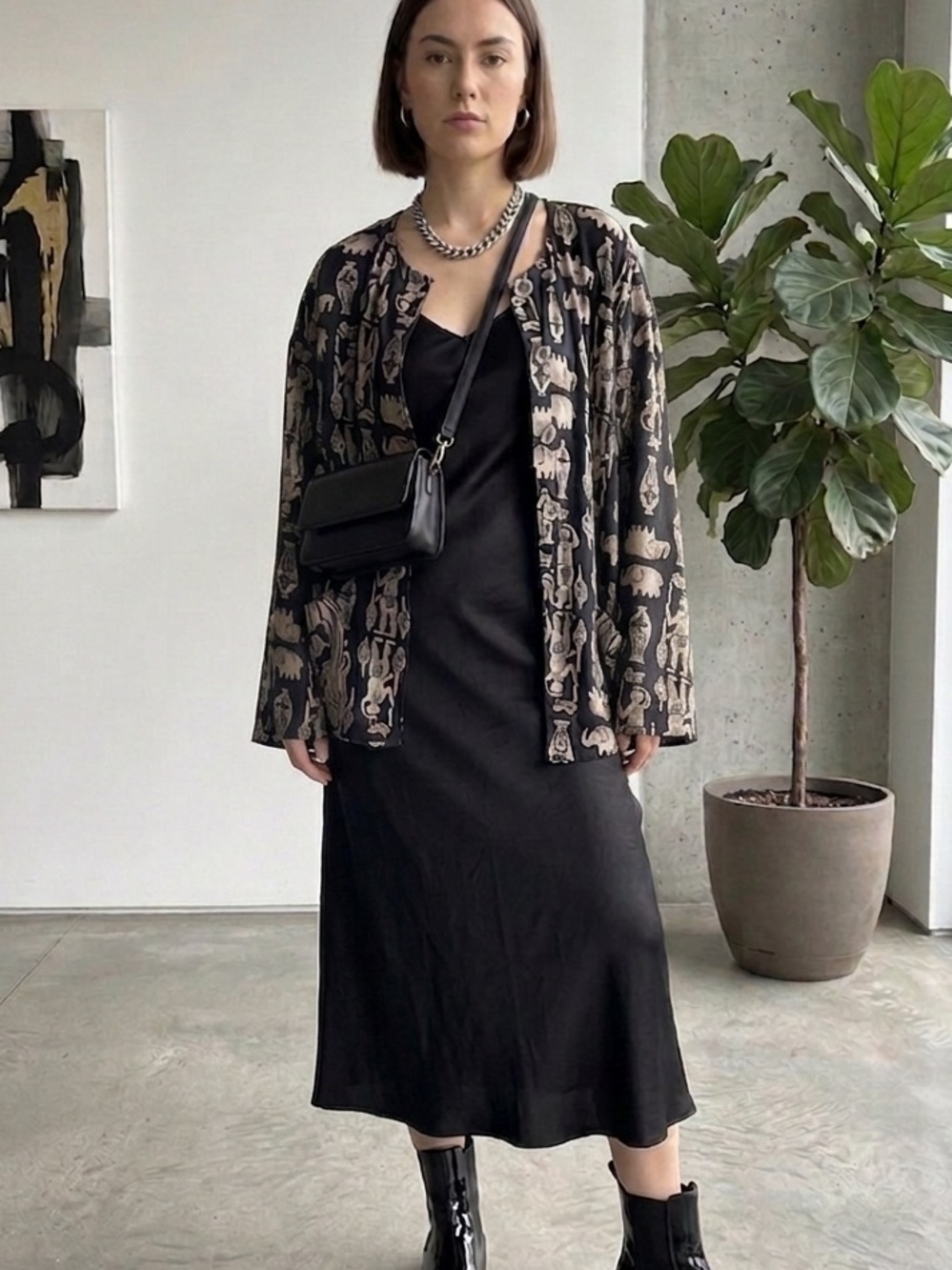 Chico's Design Vintage Elephant Tribal Print Jacket Tunic - Size L